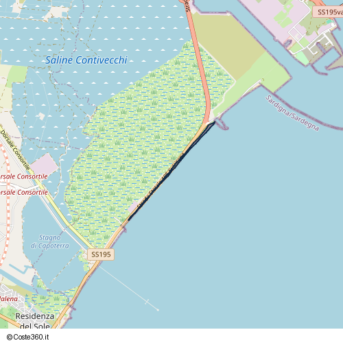 Posizione della spiaggia Spiaggia nei pressi di Strada statale Sulcitana, Sant'Avendrace-Santa Gilla, Casteddu/Cagliari
