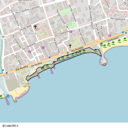 Posizione della spiaggia Spiaggia nei pressi di Via Aurelia, Andora, 17051