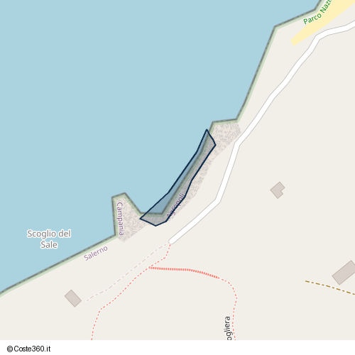 Posizione della spiaggia Spiaggia nei pressi di Sentiero della Caletta Blu Scogliera, Agropoli, 84043