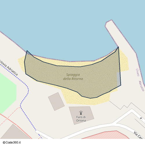 Posizione della spiaggia Spiaggia nei pressi di Via Cervana, Ortona, 66026