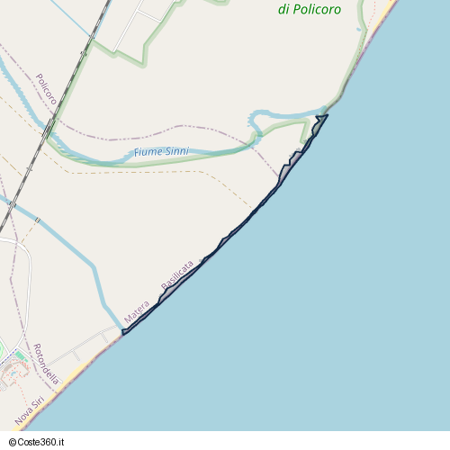 Posizione della spiaggia Spiaggia nei pressi di Rotondella