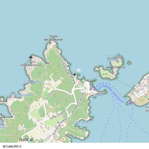 Posizione della spiaggia Spiaggia nei pressi di Via Punta del Diamante, San Nicola, 71051