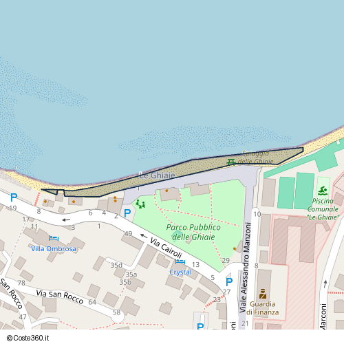 Posizione della spiaggia Spiaggia nei pressi di Viale delle Ghiaie, Portoferraio, 57037