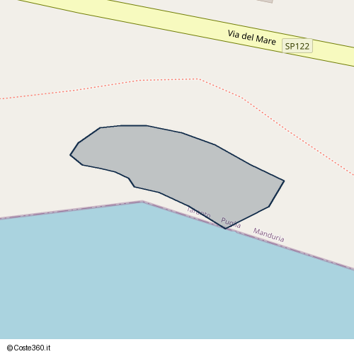 Posizione della spiaggia Spiaggia nei pressi di Via del Mare, Manduria