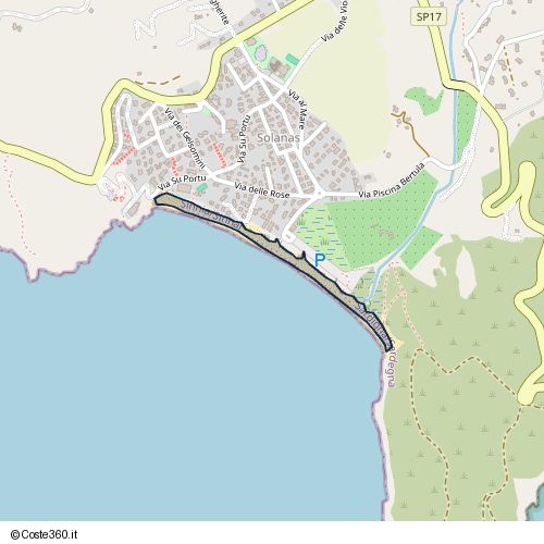 Posizione della spiaggia Spiaggia nei pressi di Via Lungomare, Sìnnia/Sinnai, 09048