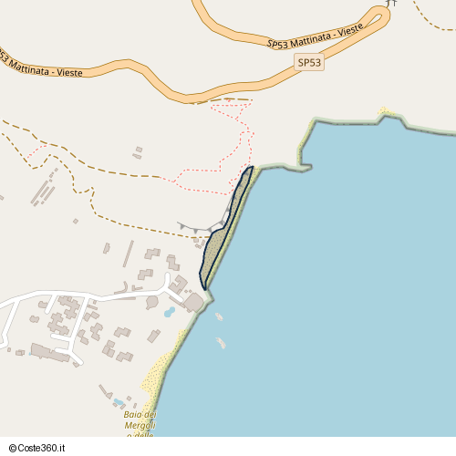 Posizione della spiaggia Spiaggia nei pressi di Litoranea, Mattinata