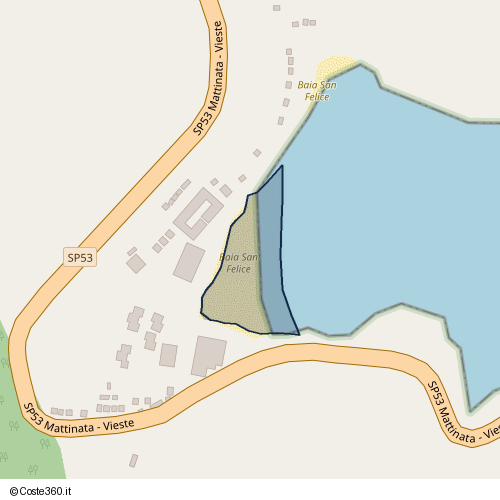 Posizione della spiaggia Spiaggia nei pressi di Litoranea, Vieste