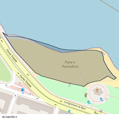 Posizione della spiaggia Spiaggia nei pressi di Lungomare di Bari, Japigia, Bari, 74126