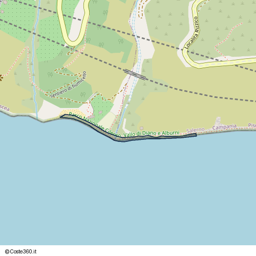 Posizione della spiaggia Spiaggia nei pressi di sentiero di fiumicello, Ascea, 84046