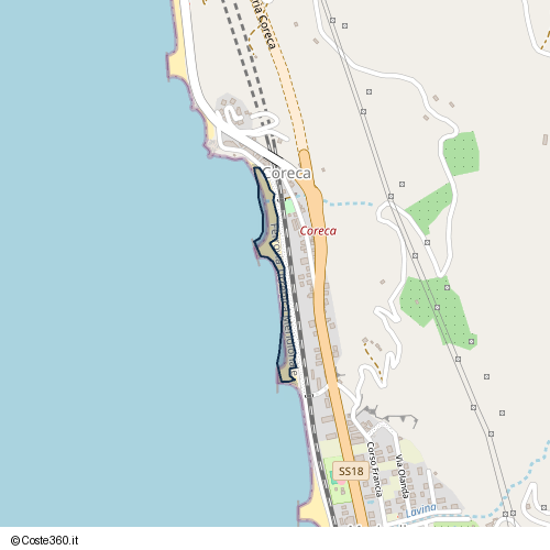 Posizione della spiaggia Spiaggia nei pressi di Coreca, Amantea, 87032