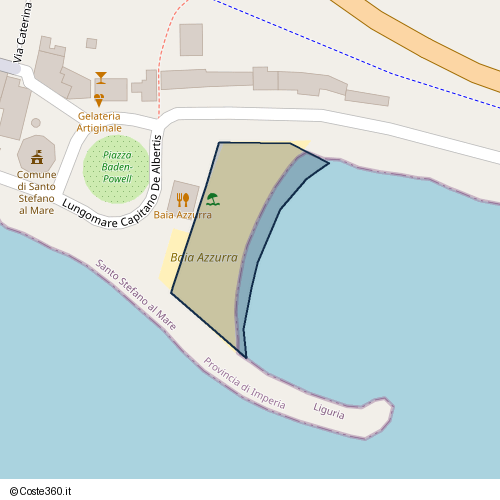 Posizione della spiaggia Spiaggia nei pressi di Lungomare Capitano De Albertis 1, Santo Stefano al Mare, 18010