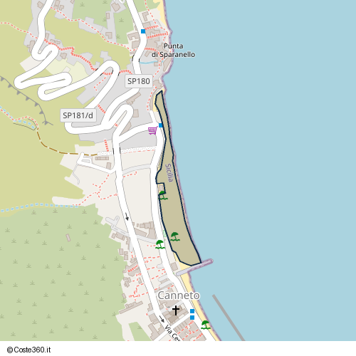 Posizione della spiaggia Spiaggia nei pressi di Marina Garibaldi, Lipari, 98055