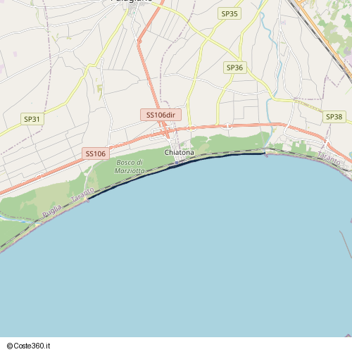 Posizione della spiaggia Spiaggia nei pressi di Lungomare Marinai d'Italia, Palagiano