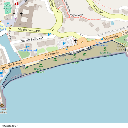 Posizione della spiaggia Spiaggia nei pressi di Lungomare Aloise Vecchiato, Finalpia, Finale Ligure, 17024