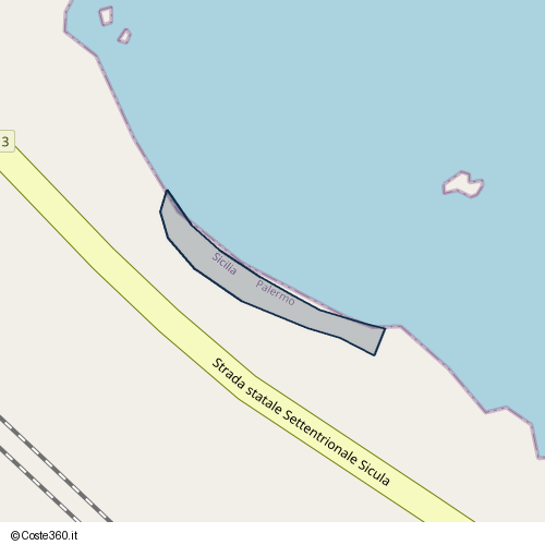 Posizione della spiaggia Spiaggia nei pressi di Strada statale Settentrionale Sicula, Altavilla Milicia, 90010