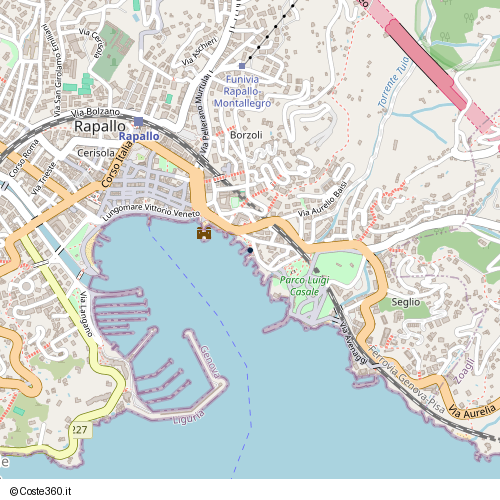 Posizione della spiaggia Spiaggia nei pressi di Via Paolo Zunino 16035, San Michele di Pagana, Rapallo, 16035