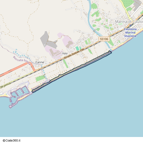 Posizione della spiaggia Spiaggia nei pressi di Via Ellade, Caulonia