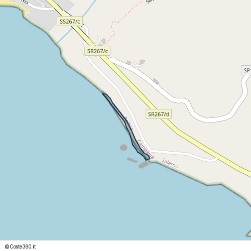 Posizione della spiaggia Spiaggia nei pressi di Pollica, 84068