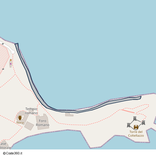 Posizione della spiaggia Spiaggia nei pressi di Via Nora, Pula, 09050