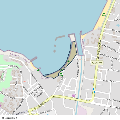 Posizione della spiaggia Spiaggia nei pressi di Via Lungo Testene, Agropoli, 84043