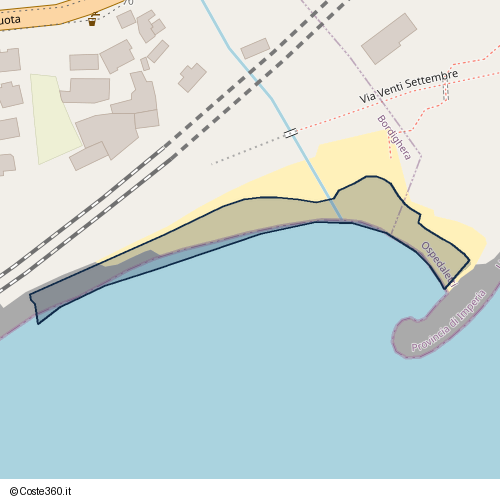 Posizione della spiaggia Spiaggia nei pressi di Via Venti Settembre, Ospedaletti, 18014