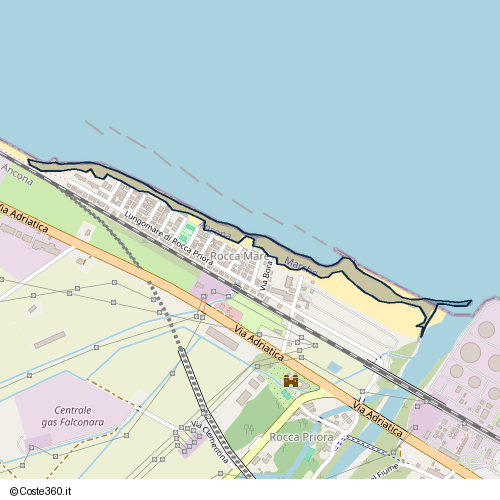 Posizione della spiaggia Spiaggia nei pressi di Via Ponentino, Falconara Marittima, 60015
