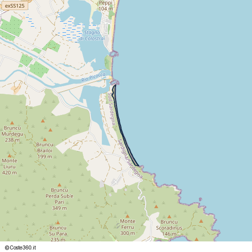 Posizione della spiaggia Spiaggia nei pressi di Murera/Muravera, 09043