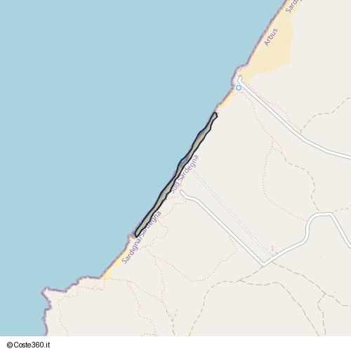 Posizione della spiaggia Spiaggia nei pressi di Via Su Mannau, Frùmini Majori/Fluminimaggiore, 09010