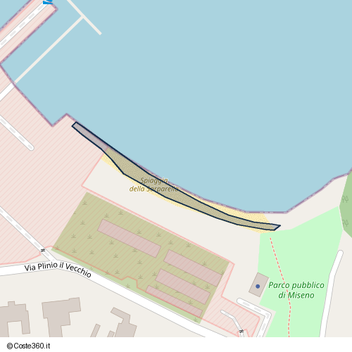 Posizione della spiaggia Spiaggia nei pressi di Via Plinio il Vecchio, Bacoli, 80070