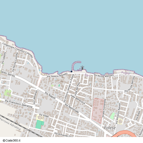 Posizione della spiaggia Spiaggia nei pressi di Via Saverio Noviello, Municipio 5, Bari, 70128