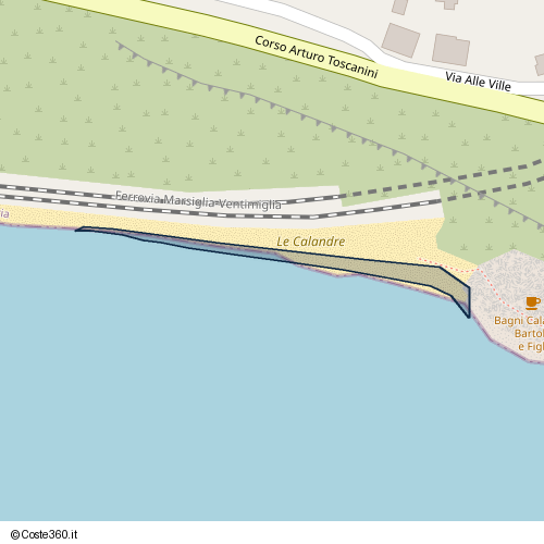 Posizione della spiaggia Spiaggia nei pressi di Sentiero per Le Calandre, Ventimiglia, 18039