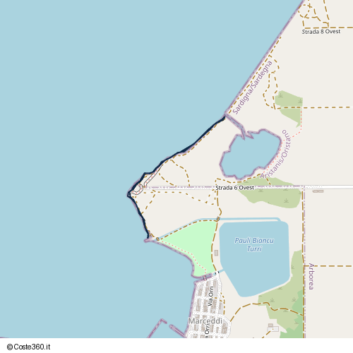 Posizione della spiaggia Spiaggia nei pressi di Strada 6 Ovest, Terraba/Terralba, 09098