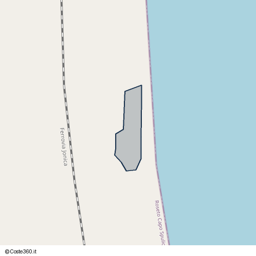 Posizione della spiaggia Spiaggia nei pressi di Strada Statale 106 Jonica, Roseto Capo Spulico, 87070