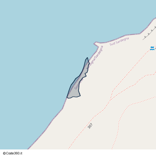 Posizione della spiaggia Spiaggia nei pressi di 307, Gonnesa, 09010