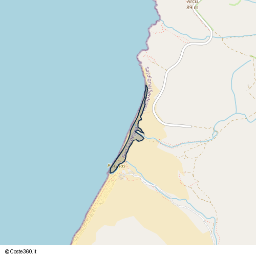Posizione della spiaggia Spiaggia nei pressi di SP66, Arbus, 09031