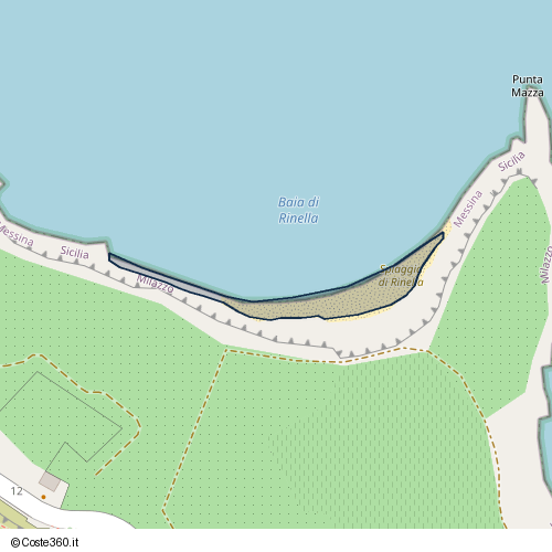 Posizione della spiaggia Spiaggia nei pressi di Via Sant'Antonio, Milazzo, 98057