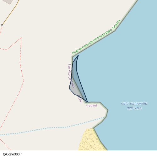 Posizione della spiaggia Spiaggia nei pressi di Via del Secco, San Vito Lo Capo, 91030
