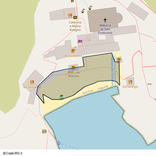 Posizione della spiaggia Spiaggia nei pressi di Sentiero Torre saracena Salvo D'Acquisto, Camogli, 16032