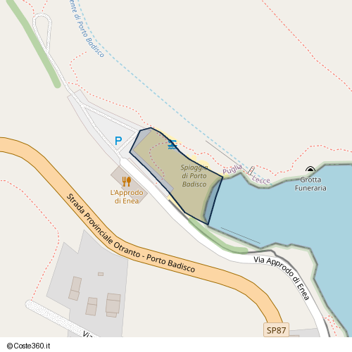 Posizione della spiaggia Spiaggia nei pressi di PNR COL N07 Sentiero Torre Sant'Emiliano - P.to Badisco, Otranto