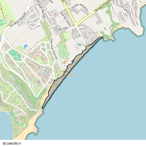 Posizione della spiaggia Spiaggia nei pressi di Viale degli Asparagi, Crabonaxa/Villasimius, 09049