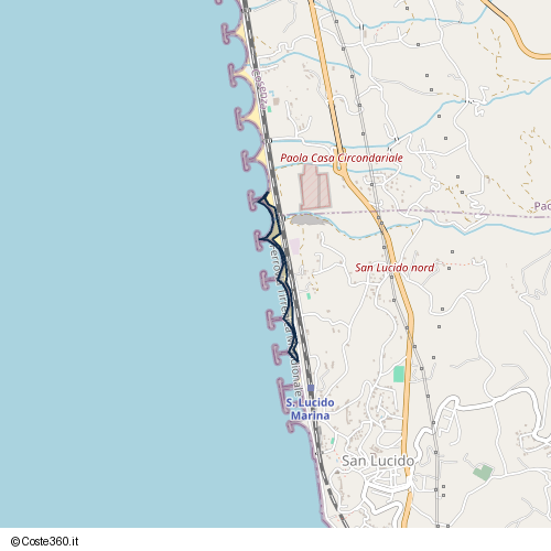 Posizione della spiaggia Spiaggia nei pressi di San Lucido, 87038