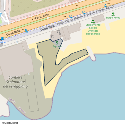 Posizione della spiaggia Spiaggia nei pressi di Corso Italia, Medio Levante, Genova, 16146