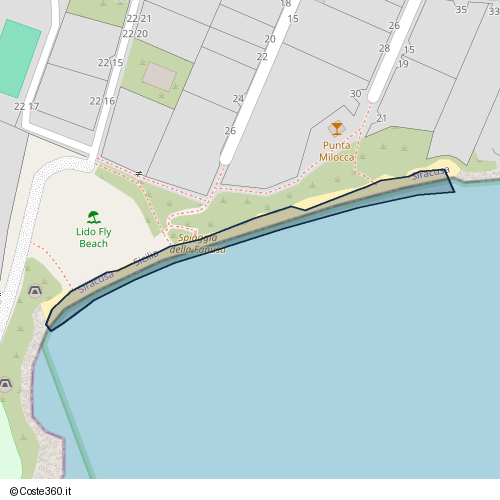Posizione della spiaggia Spiaggia nei pressi di Via Fratelli Vivaldi 26, Siracusa