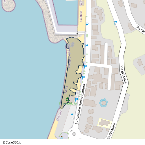 Posizione della spiaggia Spiaggia nei pressi di Lungomare Donna Canfora, Palmi, 89052