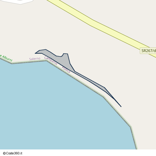 Posizione della spiaggia Spiaggia nei pressi di SR267/d, Pollica, 84068