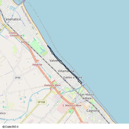 Posizione della spiaggia Spiaggia nei pressi di Viale Giosuè Carducci 285, Villamarina, Cesenatico, 47042