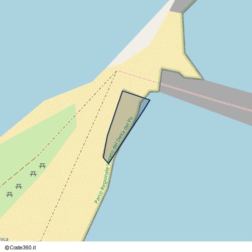 Posizione della spiaggia Spiaggia nei pressi di Via Foci Adige, Rosolina Mare, 45010