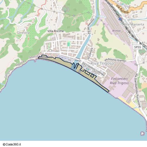 Posizione della spiaggia Spiaggia nei pressi di Via Cristoforo Colombo, Sestri Levante, 16039