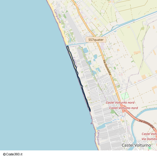 Posizione della spiaggia Spiaggia nei pressi di Viale Francesco Mozzetti, Castel Volturno