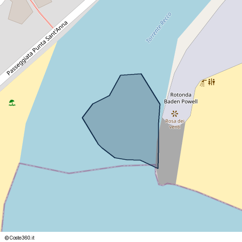 Posizione della spiaggia Spiaggia nei pressi di Mulinetti, Recco, 16036